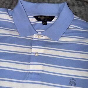 Brooks Brothers Original Fit Supima Cotton Blue White Striped Polo Shirt XXL